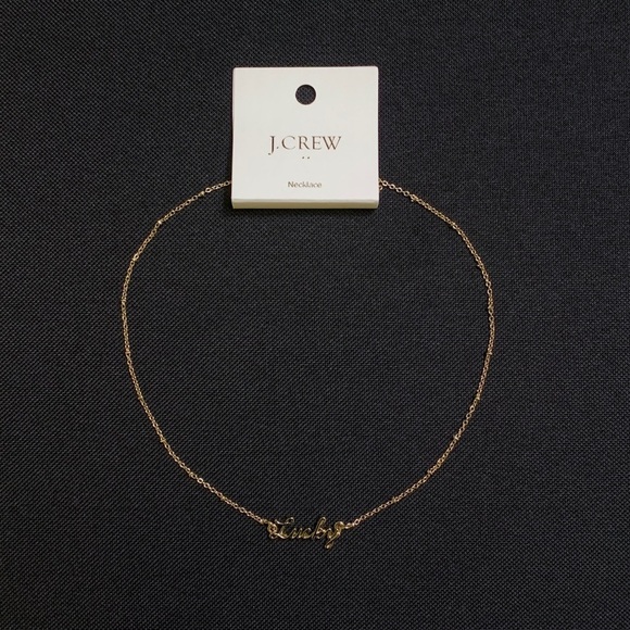 J CREW Lucky Monogram Nameplate Necklace 16” + 2” Chain w/ Gold Tone Fin… - Picture 1 of 6